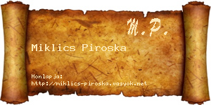 Miklics Piroska névjegykártya